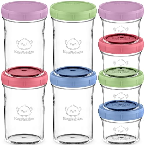 KeaBabies Lote de 8 latas para guardar comida de bebé - A prueba de fugas - Aptas para microondas - Recipiente para guardar comida de bebé - Tarros de bola (Nord)