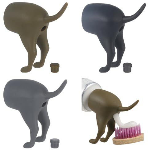 Apricitie 3 Stück Kackender Hundehintern Zahnpasta Aufsatz, Kreative Zahnpastaspender Kappen, Kackender Hundehintern Zahnpasta Topper, Lustige Zahnpasta Deckel für Zuhause, Badezimmer