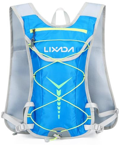 Lixada Trinkrucksack mit 2L trinkblase, 10L Ultraleicht Atmungsaktiv laufrucksack Trail Rucksack Trinkweste, Herren Damen Hydration Pack Fahrradrucksack für Laufen, Camping, Wandern, Marathoner