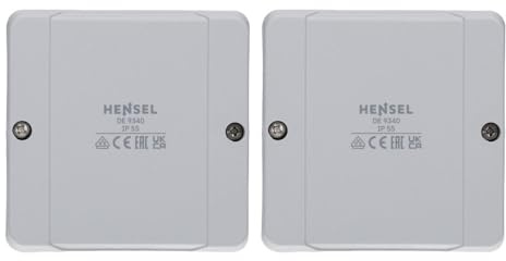 Hensel 2 x DE 9320 Kabelabzweigkasten - IP55 Feuchtraumdose ohne Klemme | Aufputzdose - 88x88x50 mm - grau - bis 2,5 qmm 3phasig, 4 qmm 1phasig - für feuchte Räume - Thermoplast halogenfrei