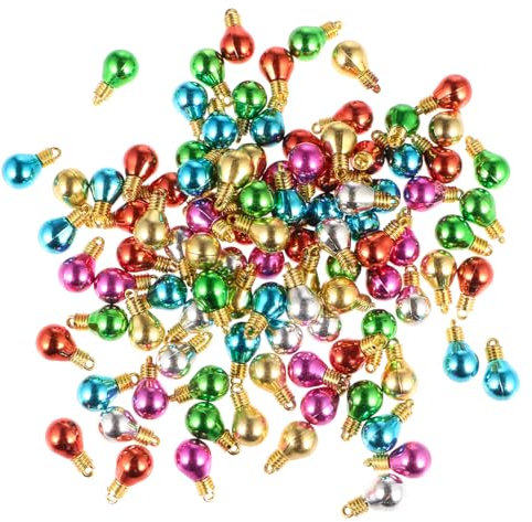 Operitacx 100Stück Mini Weihnachtskugeln Kristallkugel-Anhänger runde Glühbirne Weihnachtsbaum Weihnachtsschmuck Bastelperlen selber Machen kreatives DIY-Perlenzubehör Miniatur kleine Perlen Lob