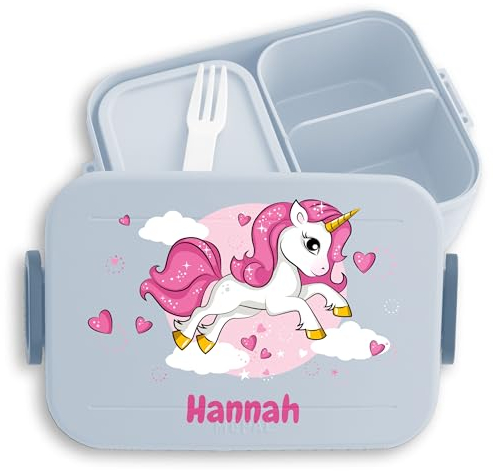 Kinder Bento Box Midi für Mepal Bentobox - Einhörner - Brotbox Einhorn Lunchbox Unicorn I - 900 ml - Hellblau - jausenbox mädchen schule personalisierte brotboxen einhörnern pink brotdose