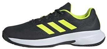adidas Gamecourt 2.0 Tennis Shoes, Zapatillas de Tenis Hombre, Carbon/Lucid Lemon/FTWR White, 41 1/3 EU