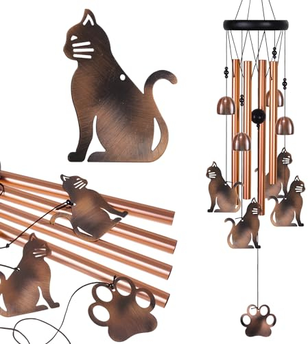 Katzen-Windspiel für Zuhause, Terrasse, Hinterhof, Garten, Katzen, Windglocken, mobiler Katzen-Windfänger, Indoor/Outdoor, Kätzchen, Windspiel, Festival-Dekoration, Geschenke für Mutter, Oma