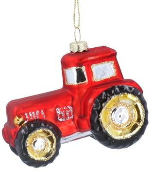Gisela Graham Glass Red Tractor Christmas Decoration