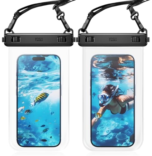 YOSH Crossbody Waterproof Phone Pouch [Borderless Design], 2 Pack IPX8 Waterproof Phone Case for Swimming with Adjustable Lanyard, Underwater Case for iPhone 16 15 14 13 Pro Max up to 7.2