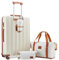 Joyway Koffer Groß Kofferset, Hartschalen Reisekoffer mit Getränkehalter, 4 Rollen TSA-Schloss Der Koffer Enthält 1 Reisetasche und 1 Kulturbeutel, Beige Braun