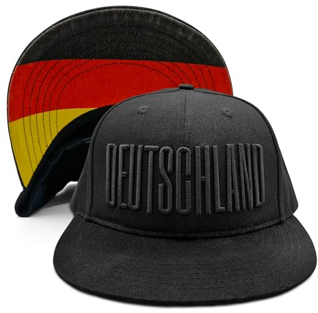 OFFSIDE SUPPORTERS Deutschland Cap Schwarz zur Fußball EM, GOTS zertifizierte Bio-Baumwolle Basecap (Flacher Schild, Deutschland)