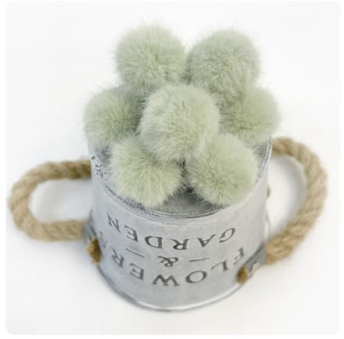 Hrlace 2.5cm Kleine Kunstfell Bommel Mini Fellbommel Faux Kunstpelz Pom Ball Künstliche Plüschbälle DIY Fell Pom Poms für DIY Handwerk Anhänger Deko Strickmütze Zubehör Obst Grün 10 Stück