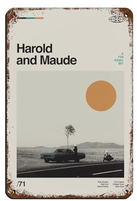 KJUFE Harold & Maude Filmposter, 1 Retro-Poster, Metallblechschild, schicke Kunst, Retro, Eisenmalerei, Bar, Menschen, Höhle, Café, Familie, Garage, Poster, Wanddekoration, 20 x 30 cm