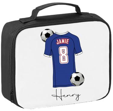 Pickhut Personalised Football Team Shirt & Jersey Kit Lunch Bag Back to School Gift for Kids, Customised with Name/Number/Text Boys Lunch Box (D14)