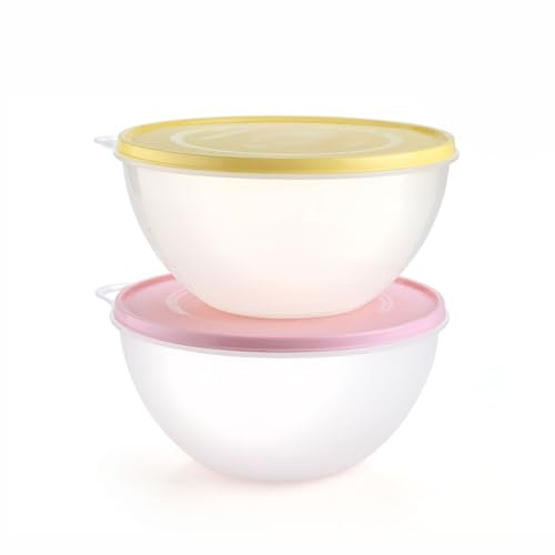 SIGNORA WARE Große Frischhaltedosen mit Deckel 2er Set - Langlebige Lebensmittelbehälter mit Deckel Luftdicht - Lebensmittelqualität Non-BPA Kunststoff Salatschüssel mit Deckel Restbehälter -