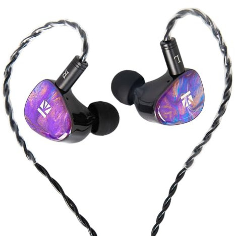 KBEAR KB02 Colorful Resin Shell in Ear Monitor Headphones, Bone Conduction Dynamic Driver Wired Earbuds, IEM Headphones HiFi Earphones with 2Pin 4N OFC Cable 3.5mm Plug for Singers Musicians, Purple