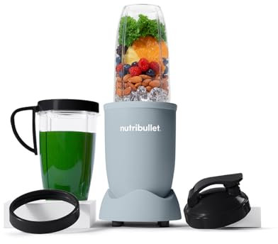 nutribullet Blender 900 Series in Matte Slate - Powerful 25,000 RPM Extractor Blends Frozen Fruit, Nuts & Ice for Smoothies & Juices - 11 Piece Kit Includes Cups, To Go Lids, Lip Rings & User Manual