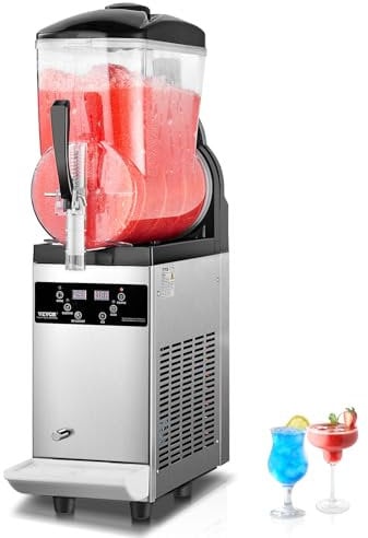 VEVOR kommerzielle Slusheis Maschine 12 L Einzeltank-Maschine für gefrorene Getränke, 48 Tassen Edelstahl Slush-Eismaschine mit elektronischem Tastenfeld Softeis Maker für Partys Restaurants Cafés