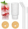 XIZAO Ribbed Glasses Drinking Glass with Lids and Straws 500ml/16 oz Glass Cups Iced Coffee Cup Highball Glasses Glass Tumbler for Juice Cocktail Whiskey Soda 2 Pack
