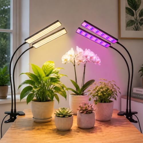 JKOKPMG Pflanzenlampe led Vollspektrum mit Clip,240LEDs Pflanzenlicht 3Set | 6 Flammige Pflanzenlampe, 20W Wachstumslicht,Timer 3/9/12h, 3 Beleuchtungsmodi&10 Dimmstufen, für Sukkulenten und Kräuter
