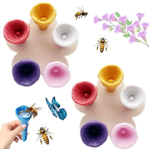 10 Pcs Bee Watering Station, Colorful Bee Drinking Cups for Garden, Bee Water Feeder, Bee Cups for Garden Decor and Bee Protection