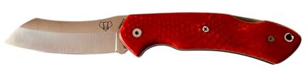 Navaja Cudeman Tundra 346-JR con hoja de acero Böhler N690Co de 8 cm de hoja y empuñadura de juma roja pulida de 10,8 cm para Caza, Pesca, Supervivencia + Portabotellas Regalo (Juma Roja sin funda)