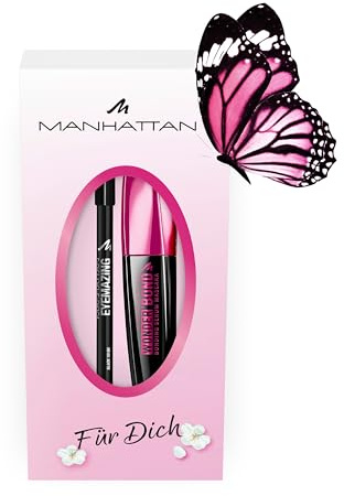 Manhattan Augen-Make-Up Set: Manhattan Wonder'Bond Bonding Serum Mascara, Fb 001 Black, 11ml, gratis Eyemazing Khol Kajal Eyeliner 1010N Black, 1,3g