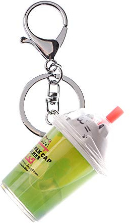 Cat Milk Tea Keychain, Simulation Bubble Milk Tea Key Chain, Transparent Liquid Keyring Car Key/Bag/Key Pendant, Milk Tea Cup