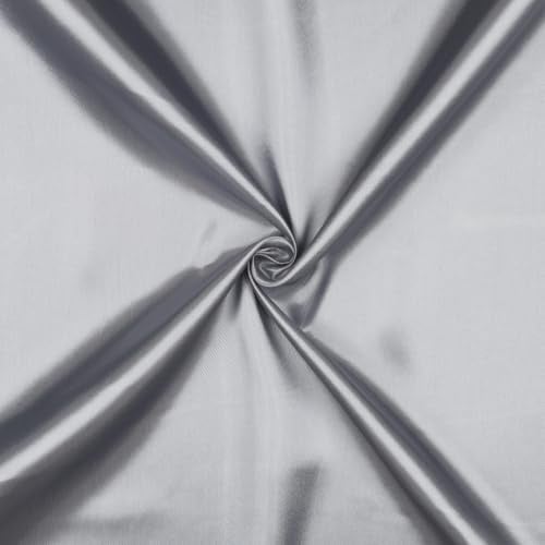 VmG-Store Satin Stoff 2m x 146cm Coupon Satinstoff Keine Meterware seidig Polyester zum Nähen glänzender Dekostoff für Kleidung Vorhänge Kostüme Damen Kleid Rock (018 Silber)