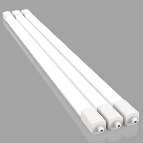 Amdelne 3pcs Led Feuchtraumleuchte 120CM, 36W 3600lumen Kaltlweiß 4000k, Wasserfest IP65 Einfache Montage Wannenleuchte Flach Led Werkstatt Deckenleuchte FüR Keller BüRo Garage