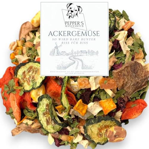Pepper's Manufaktur Légumes des Champs - Complément Barf pour Chiens - Mélange Naturel de Légumes avec Fibres et Vitamines - pour Une Alimentation Colorée en Viande Crue - sans Gluten - 1000 g