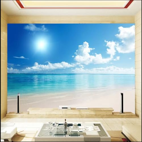 Tapete Fototapete 3d Effekt 3D-Tapete Mit Naturmotiven,Asiatischer Küstenlandschaft,Sonnigem Strand Und Wassermotiv-150X105Cm