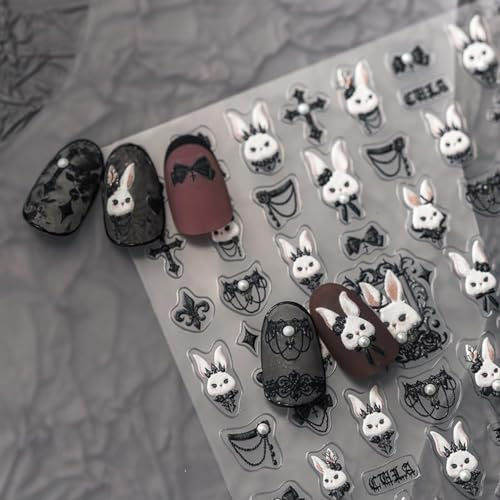 Nagelsticker Deko, Nagel Dekoration Aufkleber, Selbstklebende Nagelaufkleber Damen, Nail Art Sticker Selbstklebend, für Frauen, Mädchen, Nagelzubehör für Halloween und Karneval (C)