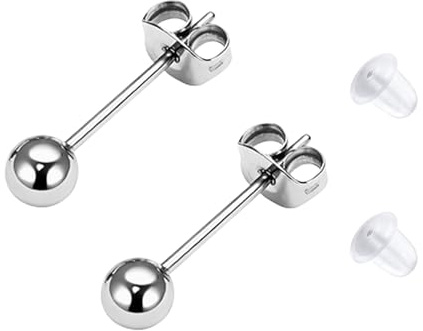 LAURITAMI Titan Kugel Ohrstecker Medizinische Ohrstecker Gold Silber 3mm 4mm 5mm 6mm Hypoallergen Runde Kugelohrringe für empfindliche Ohren für Damen Herren
