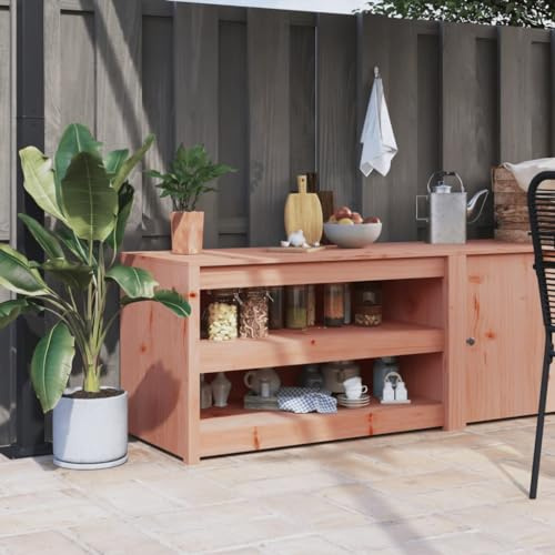 Owoxanthellate Outdoor Kitchen Cabinet 106x55x64 cm Solid Douglas Wood Garden Pantry Cupboard Modular Storage Unit Robust for Patio BBQ Corner