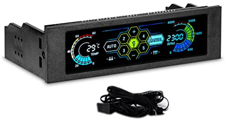 TFAOYS Computer for Case Cooling Speed Controller for 5 5.25 ' ' LCD for Touch Screen Adjustable CPU Cooler Thermostat Front Fan Controller Hub Smart Auto Manual
