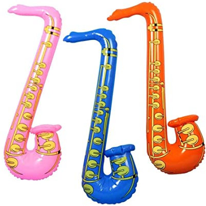 4 x LARGE Inflatables Saxophone Blow Up Musical Instruments Party Bag Fillers Supplies Toys Favours Balloons Hen Night Do Stag Fancy Dress Party Accessories Rock Star pretend play Gifts