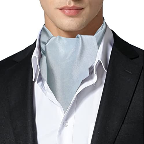 Remo Sartori – Ascot Krawattenschal für Herren, Aus Reiner Seide, Einfarbig, Made in Italy (Puderblau)