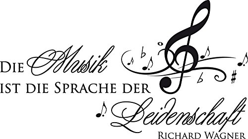 GRAZDesign Wandtattoo Sprüche Musik ist die Sprache der Leidenschaft Wohnzimmer Musikraum - 89x50cm / 070 schwarz