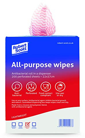 Jantex Antibacterial All-Purpose Cleaning Cloths (Pack of 200), Red | Versatile wipes tackle everyday surface spills, maintaining hygiene standards across kitchen and catering environments.