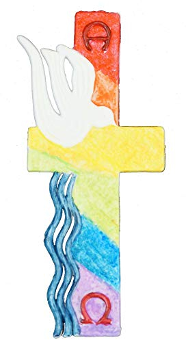 Herlikofer Wachsornament Kreuz Regenbogen 14 cm Handbemalt Kerze Unparfümiert