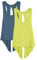 icyzone Damen Sport Top Rückenfrei Fitness Yoga Shirt Ärmellos Sport Oberteile, 2er Pack (S, Harbor Blue/Mustard)