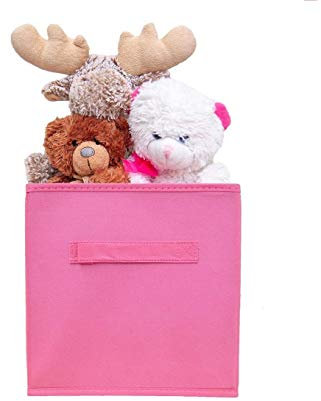 YöL Pack of 4 Folding canvas storage boxes, Storage Organiser, Perfect for Laundry, toys, clothes, food- PINK