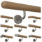 TIBU Holz Handlauf Eiche unbehandelt Geländer Wandhandlauf Treppe Wand 30-500cm mit gewinkelten Edelstahl Halter, Länge: 1000 mm mit 2 Halter - Enden: Halbkugel gefräst