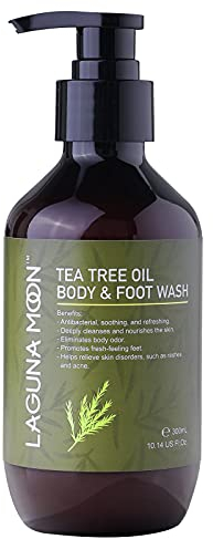 Lagunamoon Tea Tree Body Wash, Antifungal Body Soap with Pure Tea Tree Oil for Athlete's Foot, Body Odor, Eczema, Jock Itch, Ringworm, Toenail Fungus, Acne, Natural Foot & Body Wash, 300ml(10.14fl oz)