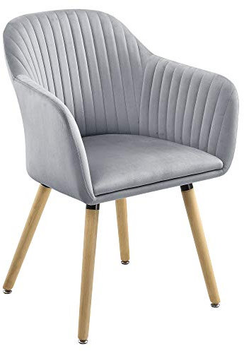 [en.casa] Armlehnstuhl Dover Esszimmerstuhl Polsterstuhl Küchenstuhl Sessel Stuhl Hellgrau Samt-Optik
