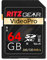 RitzGear Extreme Performance Video Pro 64GB 4K Ultra HD SDXC U3 V60 A1 Memory Card (Read 265mb/s 120mb/s Write)