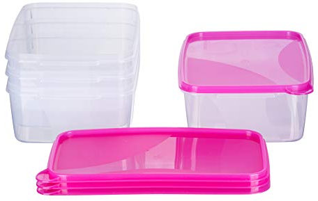 MiraHome Gefrierdosen 4x3L rechteckig pink – Vorratsdosen mit Deckel luftdicht – Transparente Frischhaltedosen – Aufbewahrungsbox Küche für Mealprep & Organisation – Austrian Quality