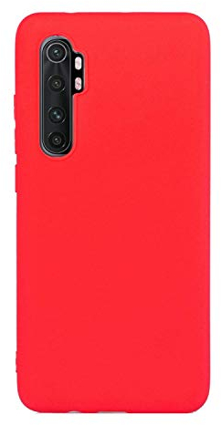 CUZZCASE Funda para Xiaomi Mi Note 10 Lite+(Protector de Pantalla de Vidrio Templado) Carcasa Silicona Suave Gel Rasguño y Resistente Teléfono Móvil Cover-Rojo