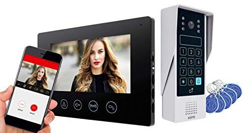 Eura Videocitofono IP VDP-90A3-7, display a colori, fotocamera con visione notturna, comunicazione con Live Video tramite app, Schwartz