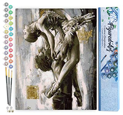 Figured'Art Peinture par Numéro Adulte Danse Classique en couple - Activité Manuelle Kit de Loisir Créatif DIY Numéro d'Art Complet - 40x50cm sans châssis en bois