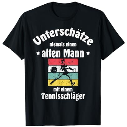 Herren Tennis Tennisschläger Tennisball Pensionär Rentner T-Shirt