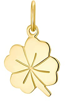 Amor Motivanhänger Damen Anhänger, 1,8 cm, Gold, Kleeblatt, Kommt in Schmuck Geschenk Box, 2013380